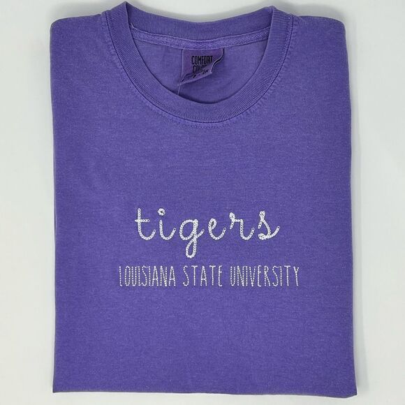 LSU Tigers Embroidered Comfort Colors Tee - Picture 2 of 2